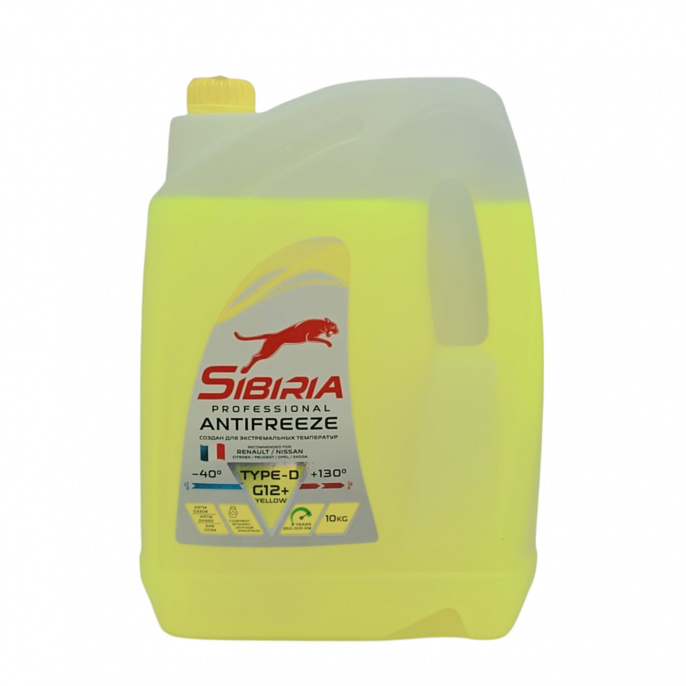 SIBIRIA Антифриз -40 G12+ желтый 10кг